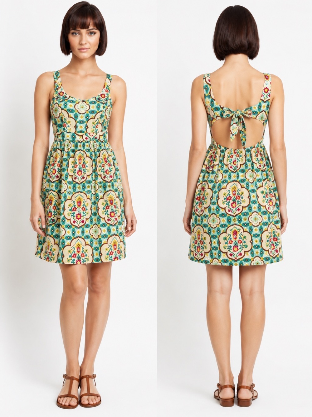 Judith March Hansel and Gretel Dress Women’s Sz L Adjustable Tie Back Floral
